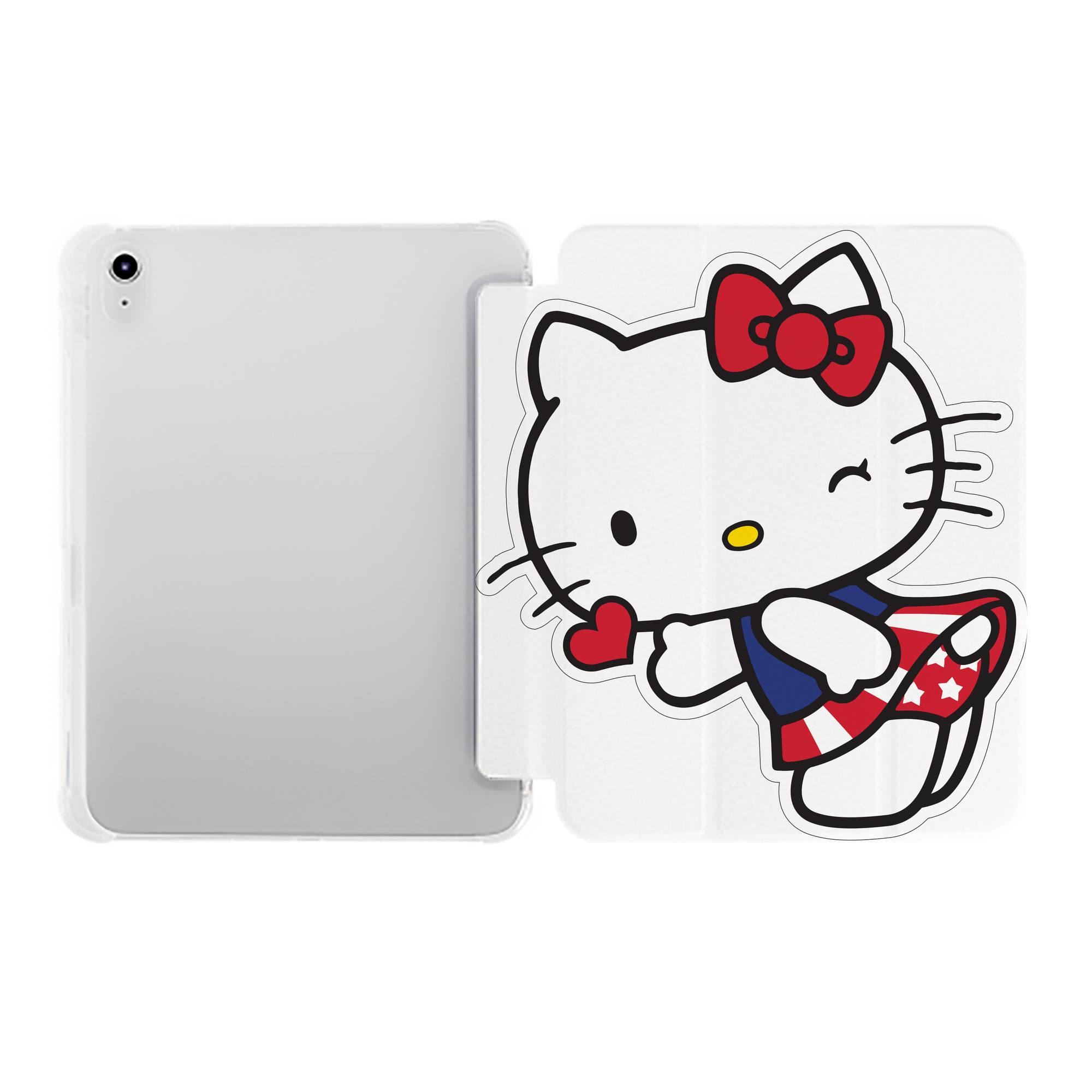 （画像用） Hello Kitty ハローキティ IPad ケース ペン収納付き 三つ折りスタンド PUレザー×シリコン 対応機種9.5/10.5/10.9インチ